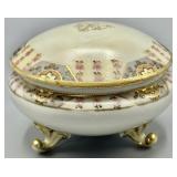 Nippon Handpainted Porcelain Footed Trinket Box