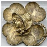 c.1900 Art Nouveau Four-Leaf Clover Iron Inkwell