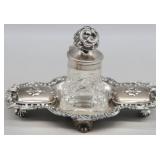 E.G. Webster Antique Silverplate Double Inkwell