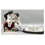 19th Century Inkwell in Polychrome Porcelain