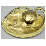 Art Nouveau Cast Brass Inkwell