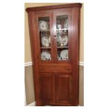 Wood Corner Cabinet w/Glass Doors