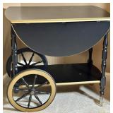 Antique Drop-Leaf Wooden Serving Trolley Tea Cart