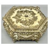 Vintage Footed Hexagonal Ornate Jewelry Box