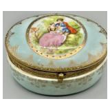 Handpainted Courting Couple Trinket Box