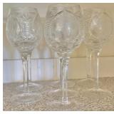 (7) Cut & Etched Crystal Vintage Wine Glasses
