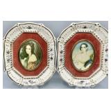 (2) Porcelain Cameo Creation Portraits
