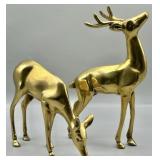 Mid-Century Solid Brass Deer Figurines