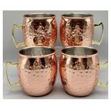 (4) Hammered Copper-Finish Moscow Mule Mugs
