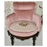 Victorian Eastlake Pink Needlepoint Accent Chair