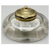 Antique Heavy Glass Hinged Inkwell