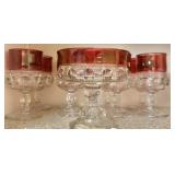 1950s Tiffin Kings Crown Ruby Thumbprint Dishes