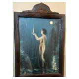 Art Nouveau Moonlit Maiden in Ornate Frame