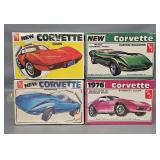 Four Factory Sealed AMT 1/25 Scale Corvette Model Kits