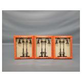 Three Lionel Postwar O 75 Sets of Two Tear Drop Lamps in Brick Original Boxes