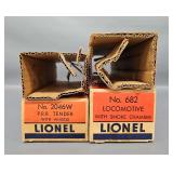 Lionel Postwar O 682 Locomotive and 2046W PRR Tender Empty Original Boxes