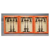 Three Lionel Postwar O 75 Sets of Two Tear Drop Lamps in Brick Original Boxes