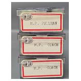 Three Con-Cor N Scale Missouri Pacific The Eagle smooth side passenger cars in original boxes