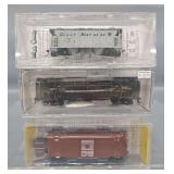 Three HO Scale Freight Cars in Original Boxes