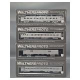 Four Walthers Proto HO Scale Santa Fe San Francisco Chief Passenger Cars in Original Boxes