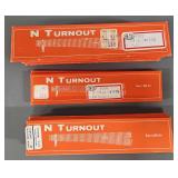 Seventeen Shinohara N Scale #6 Right Hand Switches in Original Boxes