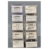 Ten Atlas N Scale Boxcars in Clear Cases