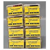 Eight AHM Minitrains N Scale Open Hopper Cars in Clear Cases