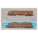 Two Atlas N Scale EMD E8 Pennsylvania Diesel Locomotive AA units with one original box