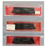 Three Atlas N Scale RS-11 Pennsylvania Diesel locomotives in original boxes