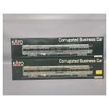 Two Kato HO Scale Corrugated Business Cars in Original Boxes 35-6003