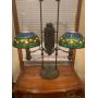 Signed Tiffany Studios Double Student Lamp