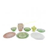 LOT ASSORTED DEPRESSION GLASS +