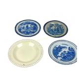 FOUR ENGLISH GEORGIAN BASKETWEAVE PLATES