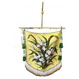 VICTORIAN BEADED TAPESTRY FIRESCREEN