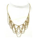 EDWARDIAN 14K/18K GOLD AND PEARL DRAPE NECKLACE