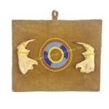 BEADED HIDE AND BEAVER JAW WALL HANGING