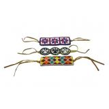 THREE BEADED LEATHER CUFF BRACELETS