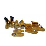 FOUR PAIRS 1970'S FIRST NATION MUKLUKS & MOCCASINS