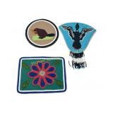 THREE BEADED LEATHER WALL HANGINGS / MAT