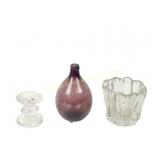 THREE PIECES IITTALA FINLAND GLASS