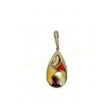 KABANA 14K DIAMOND & SPINY OYSTER INLAY PENDANT