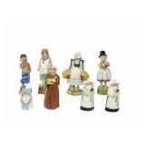 8 ROYAL WORCESTER FIGURINES & CANDLE SNUFFERS
