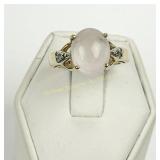 ENGLISH 9K GOLD ROSE QUARTZ RING