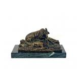 BRONZE RECLINING GOAT SCULPTURE