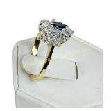 14K GOLD SAPPHIRE AND DIAMOND RING