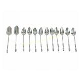 SET 12 DUTCH .833 SILVER COFFEE & SUGAR SPOONS