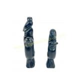 ISIAH PASCAL - TWO STONE TOTEM POLE STYLE CARVINGS