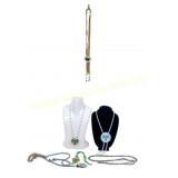 FIRST NATIONS BEADED LEATHER MEDALLION NECKLACES