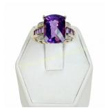 14K ART DECO  STYLE AMETHYST AND DIAMOND RING