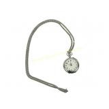 LADIES SILVER POCKET WATCH WITH SILVER CHAIN